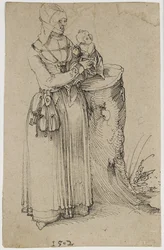 Stehende Figur einer Frau mit einem Kind, 1502